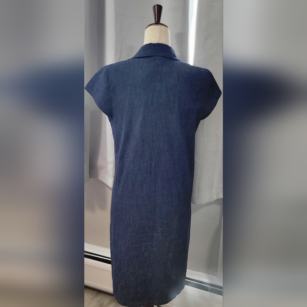 Anne Klein Denim Shift Dress Zip Front Sz 4 - Picture 2 of 4